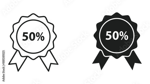 Discount badge with 50 percent off label