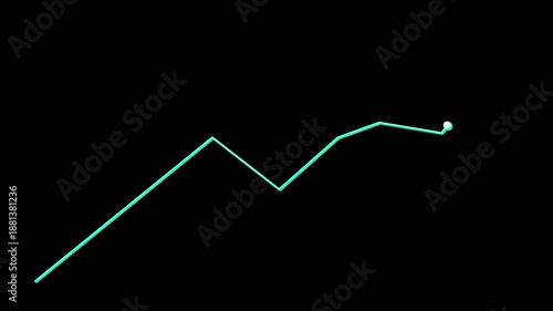 Abstract blue neon zigzag line graph animation on Alpha chanel digital data visualization, 4K animation