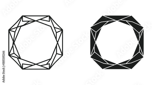 Geometric shapes with black and white design elements