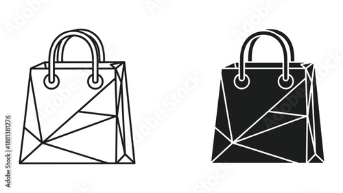 Handbag icon set with geometric pattern