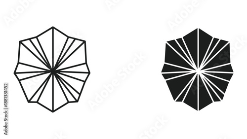 Simple black and white umbrella icon set