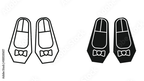 Pair of baby shoes with bow tie illustration