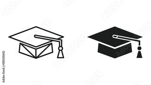 Graduation cap icons in different styles