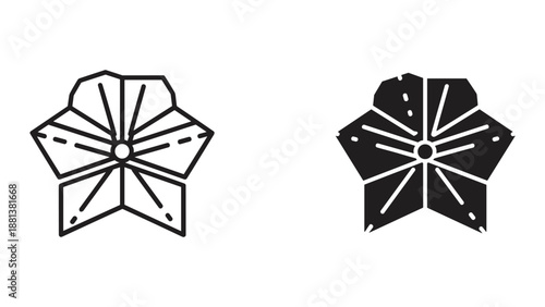 Simple black and white hand drawn ninja star icon set