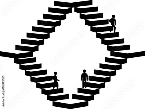 April fools Silhouette illustration stairway to success and achievement icon
