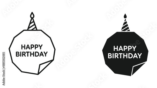 Happy birthday tag with party hat design
