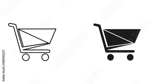 Shopping cart icon set on white background