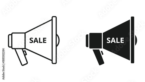 Megaphone sale announcement icon set