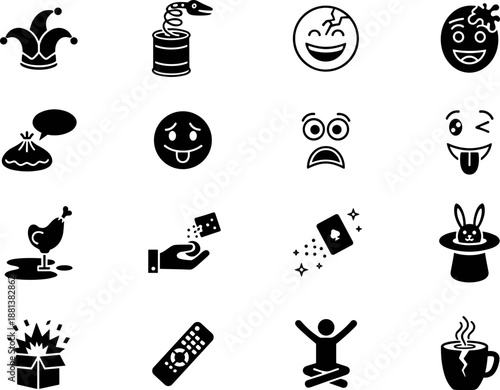 Black food and drink a April fools icons set