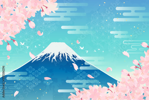 桜と富士山のイラスト_横4