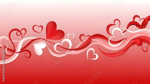 romantic red and white heart design with swirling ribbons and gradient background high quality professional detailed modern elegant stylish clean crisp vibrant colorful digital creative innovative