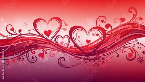 romantic red and white heart design with swirling ribbons and gradient background high quality professional detailed modern elegant stylish clean crisp vibrant colorful digital creative innovative