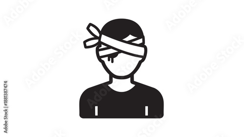 Silhouette of person wearing blindfold and headband isolated on transparent