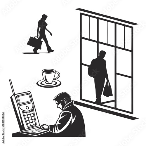 Black Silhouette Icon Pack  White Background (1) Vector Icon Illustration