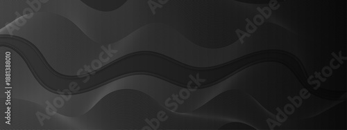 Sophisticated black and dark grey background with intricate flowing thin wave lines and liquid shapes