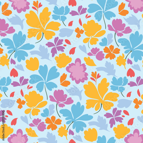 Vibrant abstract floral seamless print