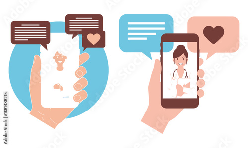 Telehealth online doctor consultation app vector