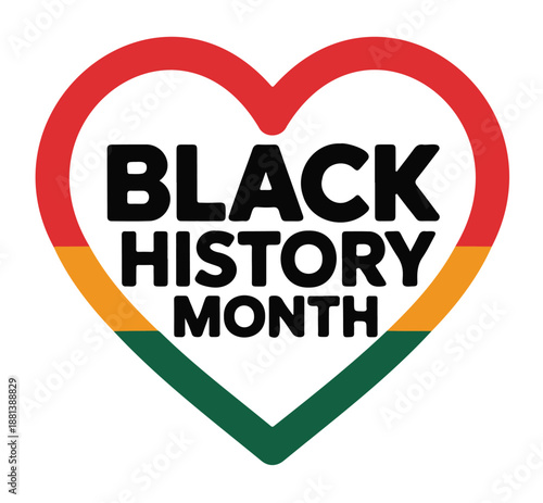 Black History Month Heart Logo Vector on a White Background