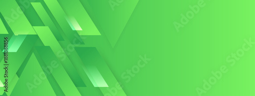 Bright green background with dynamic diagonal shapes and glowing rectangular elements creating a modern look