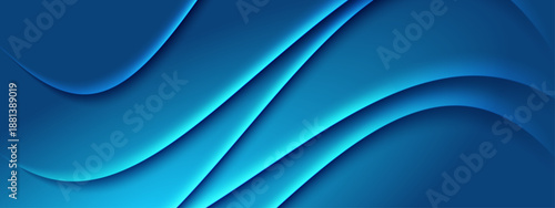 Elegant blue abstract background featuring flowing liquid curves and bright glowing highlights