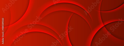 Dark red background with overlapping circular curves and shadow depth for a premium look