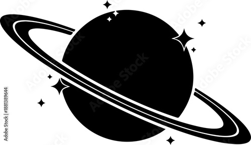 Vintage saturn with sparkle silhouette vector illustration