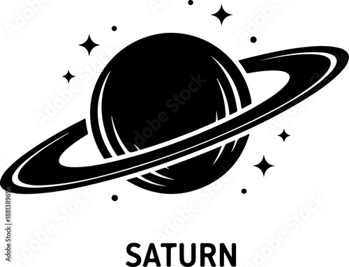 Vintage saturn with sparkle silhouette vector illustration