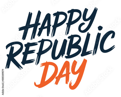 Happy Republic Day Celebration Typography Vector on a White Background