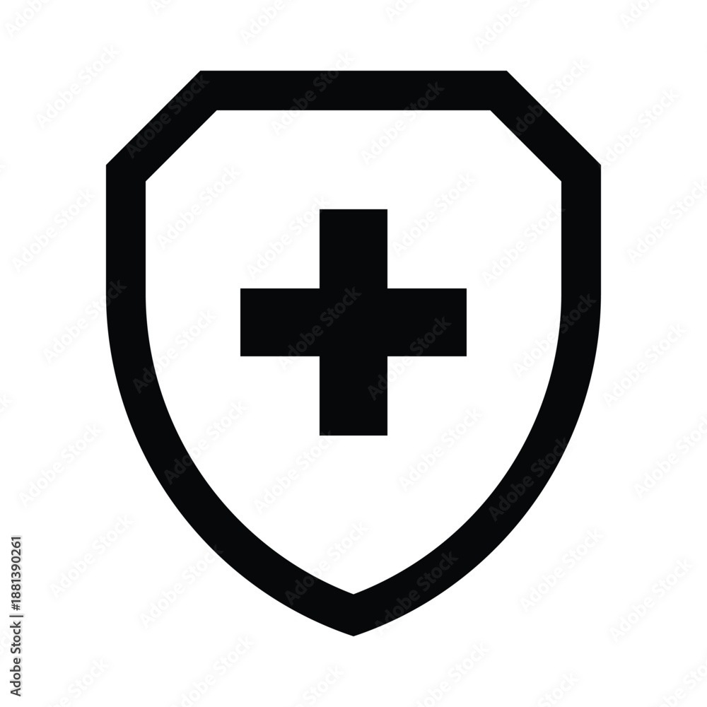 Obraz premium Medical Shield, Health Protection Icon Set, Health Care Sign Symbol Icon. 