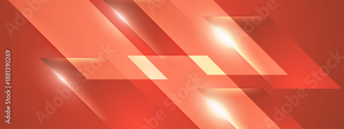 Vibrant orange and red abstract background with sharp geometric shapes and glowing light points