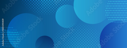 Abstract blue background featuring overlapping circles and halftone dot patterns