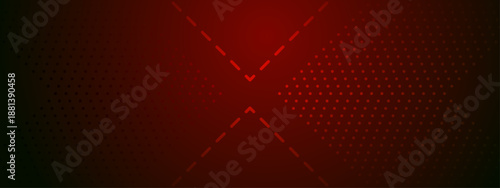 Abstract dark red background with halftone dots and symmetrical X shaped dashed lines