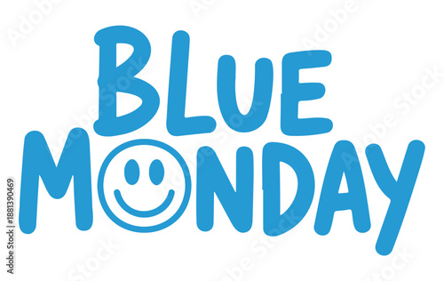 Blue Monday Smiley Face Vector on a White Background