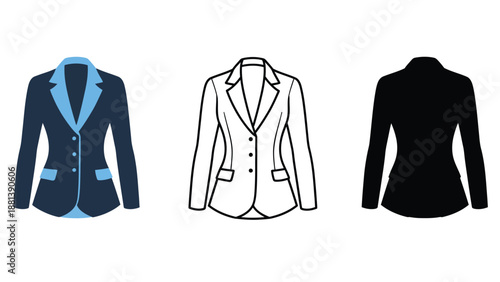 Three different business jackets on a white background
