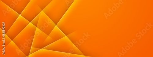Vibrant orange background with sharp overlapping geometric shapes and translucent glass effects