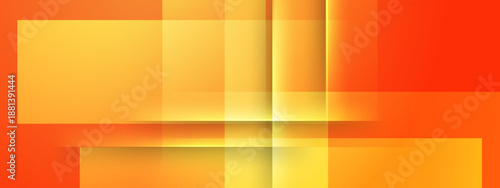 Abstract background with transparent rectangular layers in warm orange and yellow tones with light effects