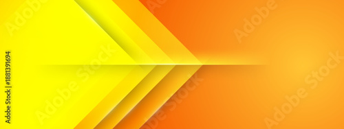 Professional abstract background with sharp yellow and orange geometric layers forming a forward arrow shape