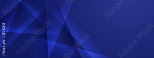 Royal blue background featuring sharp overlapping translucent triangles and geometric lines