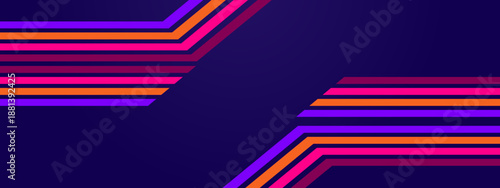 Symmetrical colorful line pattern on a dark purple background for a modern tech feel