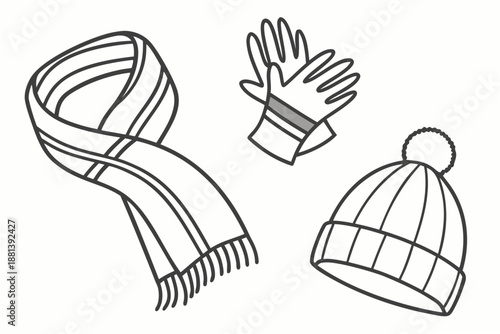 Cold Weather Accessories Illustration  Minimal Vec (1) Vector Icon Illustration