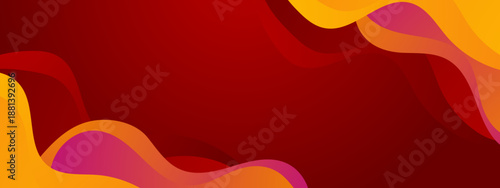 Intense red background with flowing warm orange and magenta liquid waves on the edges