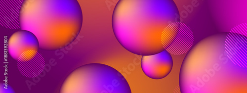 Vibrant magenta and golden orange 3D spheres arranged in a dynamic abstract layout