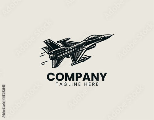 F35B fighter jet black vector logo illustration