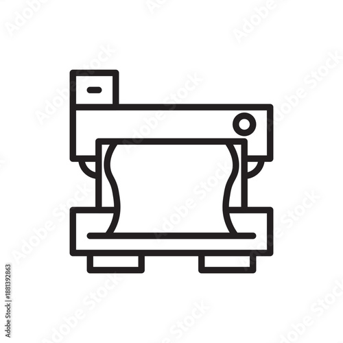 Digital fabric printer icon symbolizing modern textile manufacturing, representing inkjet garment printing, direct-to-fabric technology, apparel sublimation, and automated fashion pattern production.