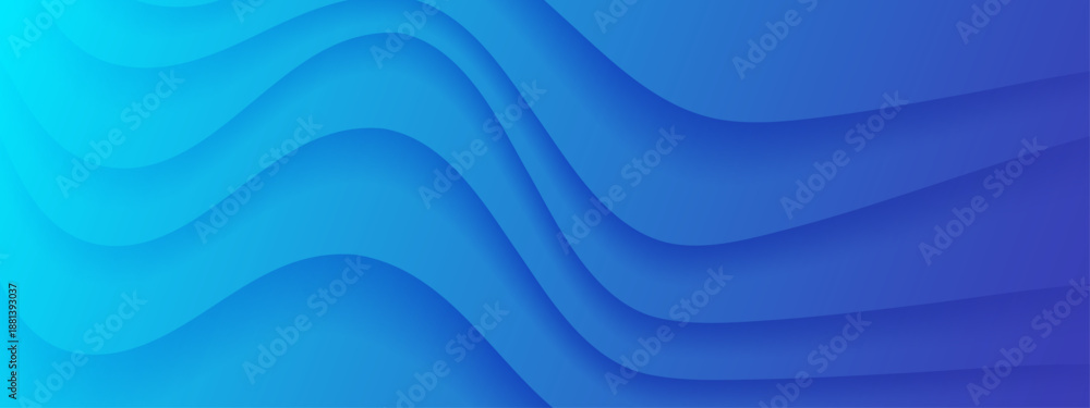 Fototapeta premium Abstract background featuring smooth flowing blue waves with soft shadows creating a layered paper cut effect
