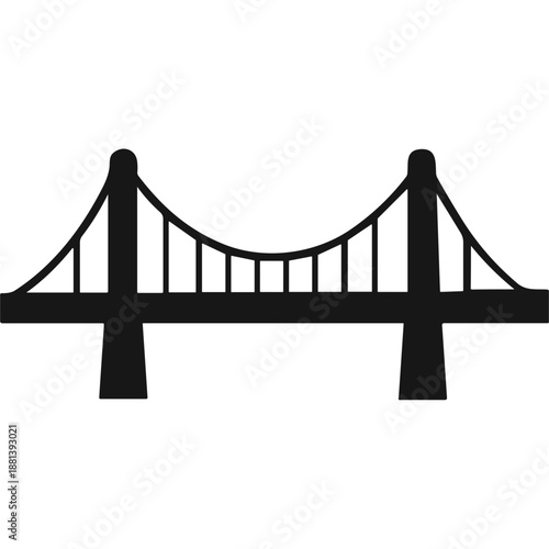 Suspension Bridge Silhouette: A bold silhouette of a sturdy suspension bridge, a timeless symbol of connection and engineering prowess, spanning a vast expanse.