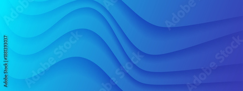 Abstract background featuring smooth flowing blue waves with soft shadows creating a layered paper cut effect