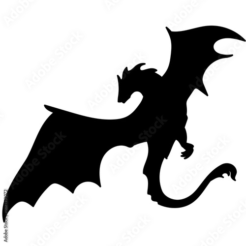 Mythical Dragon Silhouette: A majestic silhouette of a dragon, with spread wings and a serpentine tail, is depicted in a bold, dark outline, representing strength and the allure of fantasy.