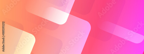 Vibrant abstract composition of overlapping rounded squares with warm orange and magenta pink color transitions