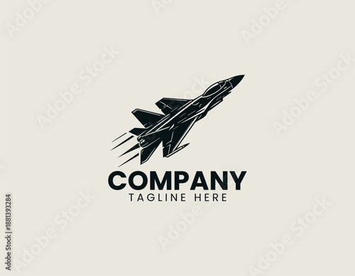 F35B fighter jet black vector logo illustration